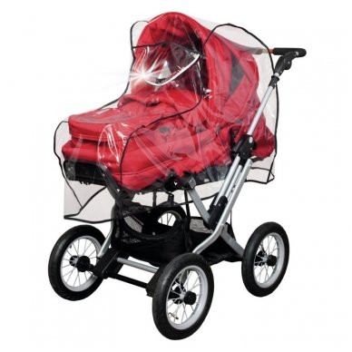 Rain cover with reflecting stripes for pram with swivelling handle 1