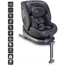 Automobilinė kėdutė BabyGo, MOVE Isofix 360, Black  0-36 kg