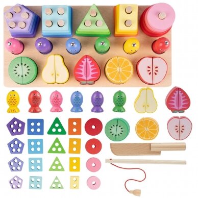 Montessori wooden puzzle Buildings, Fruits and Animals 11