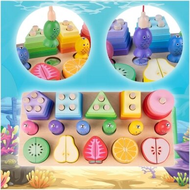 Montessori wooden puzzle Buildings, Fruits and Animals 8