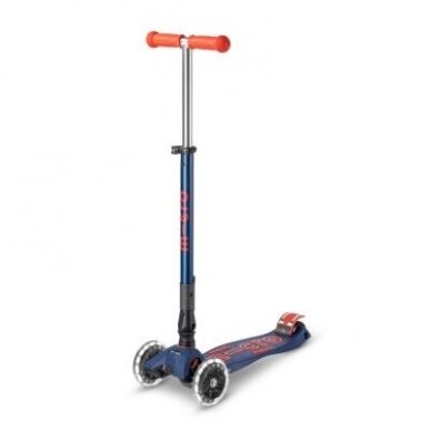 Maxi Micro Deluxe Foldable Scooter LED Navy/ Red