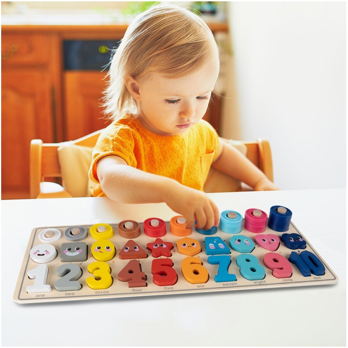 Montessori medinis galvosūkis Mokymasis skaičiuoti 4in1 4