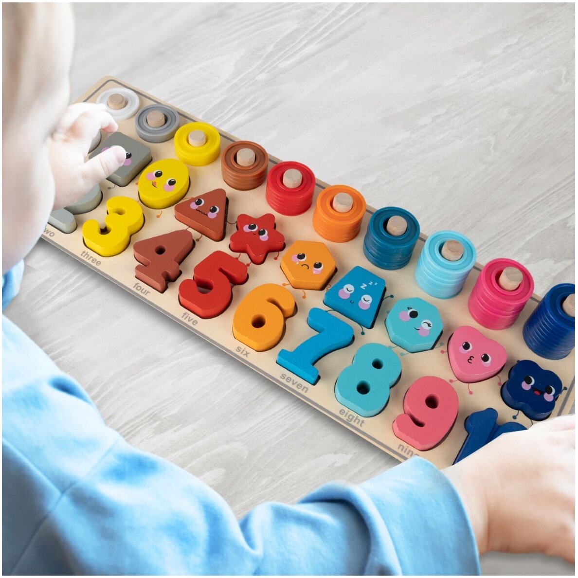 Montessori medinis galvosūkis Mokymasis skaičiuoti 4in1 1 Montessori medinis galvosūkis Mokymasis skaičiuoti 4in1 1