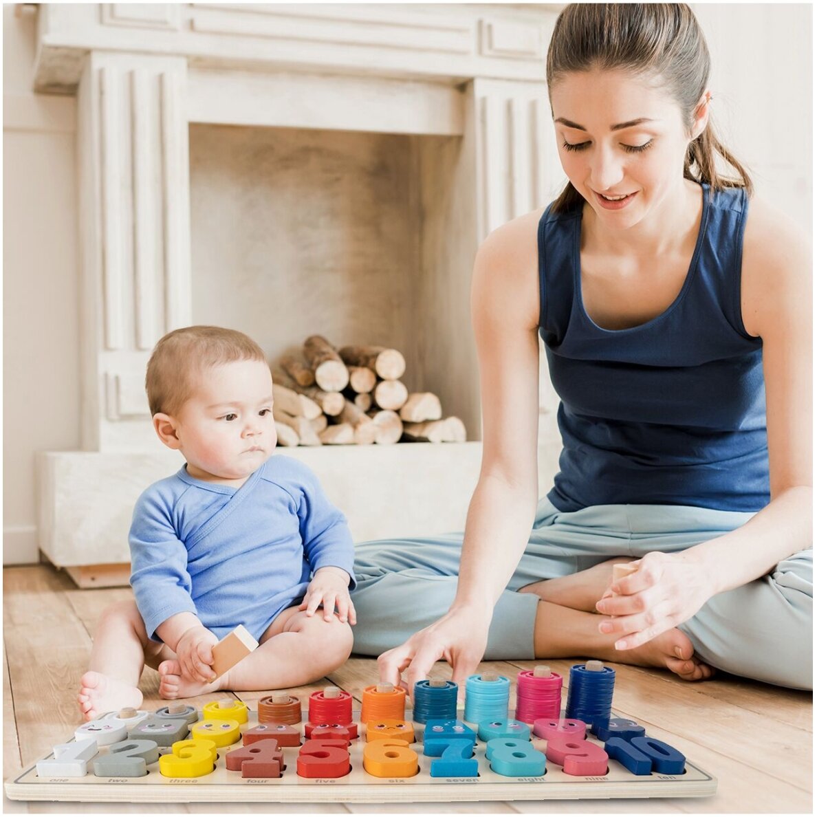 Montessori medinis galvosūkis Mokymasis skaičiuoti 4in1 10