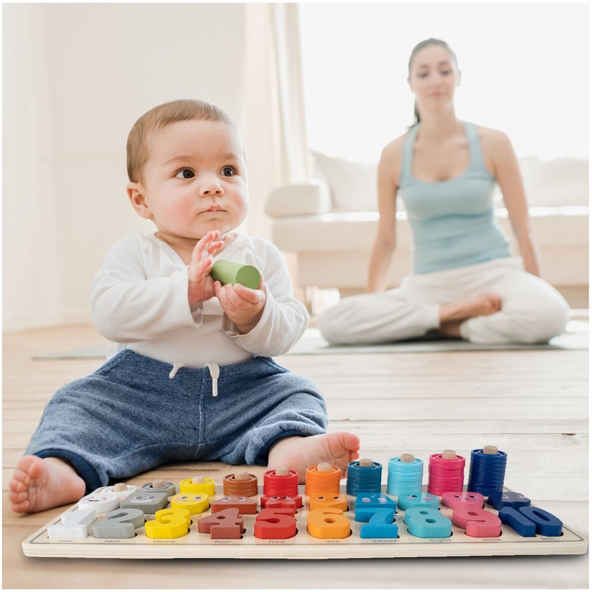 Montessori medinis galvosūkis Mokymasis skaičiuoti 4in1 12 Montessori medinis galvosūkis Mokymasis skaičiuoti 4in1 12