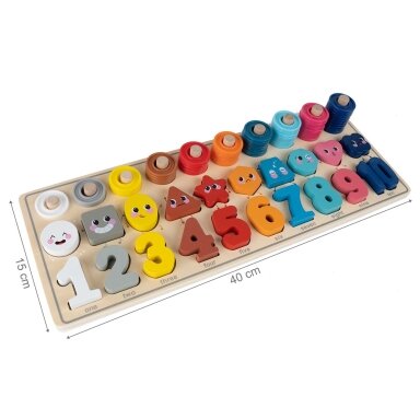 Montessori medinis galvosūkis Mokymasis skaičiuoti 4in1 Montessori medinis galvosūkis Mokymasis skaičiuoti 4in1