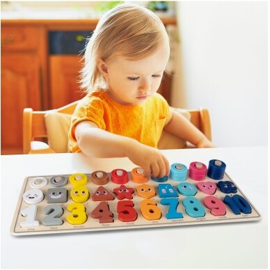Montessori medinis galvosūkis Mokymasis skaičiuoti 4in1 4 Montessori medinis galvosūkis Mokymasis skaičiuoti 4in1 4