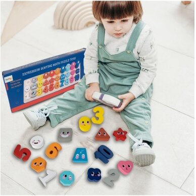 Montessori medinis galvosūkis Mokymasis skaičiuoti 4in1 5