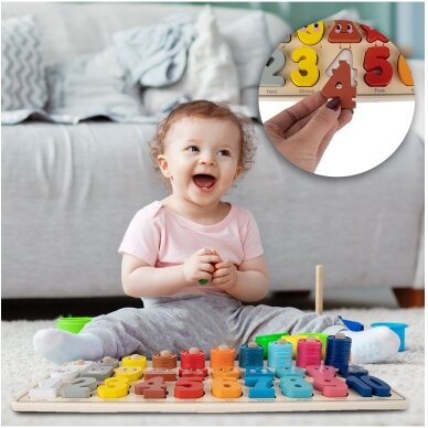 Montessori medinis galvosūkis Mokymasis skaičiuoti 4in1 9