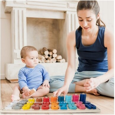 Montessori medinis galvosūkis Mokymasis skaičiuoti 4in1 10 Montessori medinis galvosūkis Mokymasis skaičiuoti 4in1 10