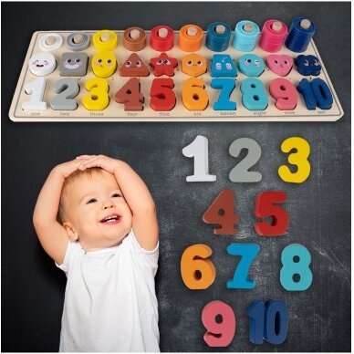 Montessori medinis galvosūkis Mokymasis skaičiuoti 4in1 11 Montessori medinis galvosūkis Mokymasis skaičiuoti 4in1 11