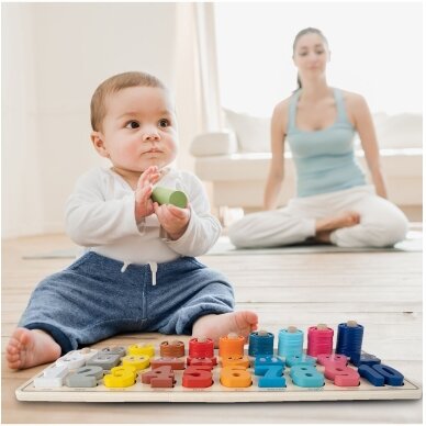 Montessori medinis galvosūkis Mokymasis skaičiuoti 4in1 12