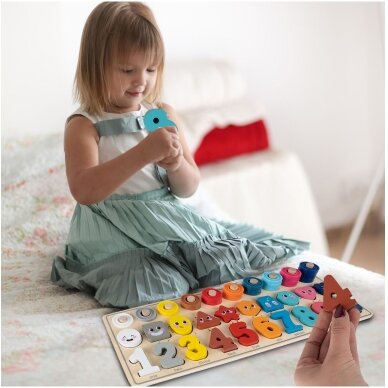 Montessori medinis galvosūkis Mokymasis skaičiuoti 4in1 3 Montessori medinis galvosūkis Mokymasis skaičiuoti 4in1 3