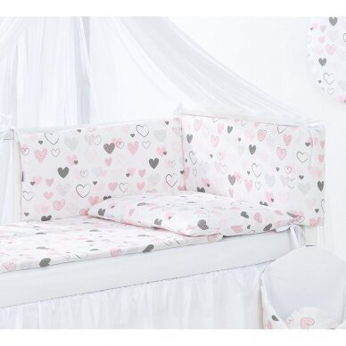 Постельное белье  на детскую кроватку Mamotato Hearts 3 части 1