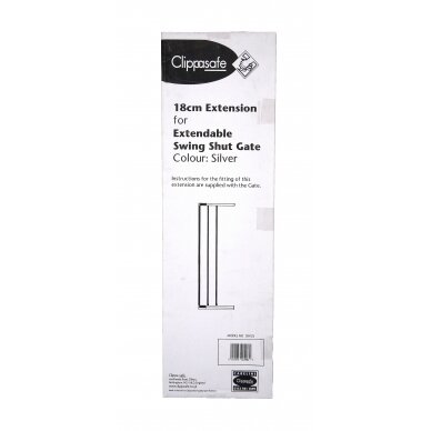 Swing Shut Extendable Gate Extension 18cm -Silver, Clippasafe 1