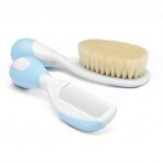 Combs and brushes with natural hair soft bristles, Chicco Blue