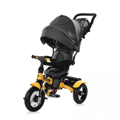 Triratukas Neo Air, Yellow&Black Luxe sėdima dalis apsisuka į abi puses su pripučiamais ratais Triratukas Neo Air, Yellow&Black Luxe sėdima dalis apsisuka į abi puses su pripučiamais ratais
