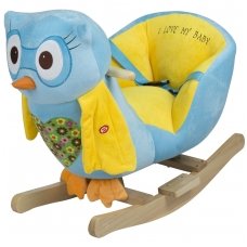 Babygo деревянная  качалка с музыкой  Owl Blue