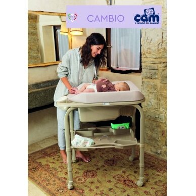 Bathtub with stand and changing board Cambio, Teddy Grey foldable (Italija) 9