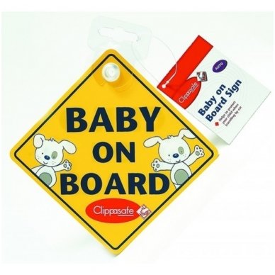 Ženklas ant automobilio lango"Baby on Board", Clippasafe