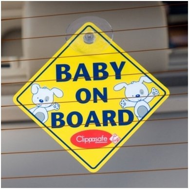 Ženklas ant automobilio lango"Baby on Board", Clippasafe 2